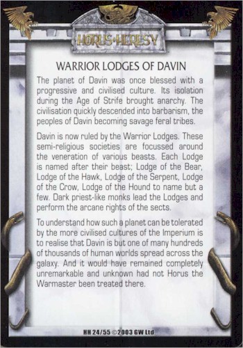 Warrior Lodges of Davin